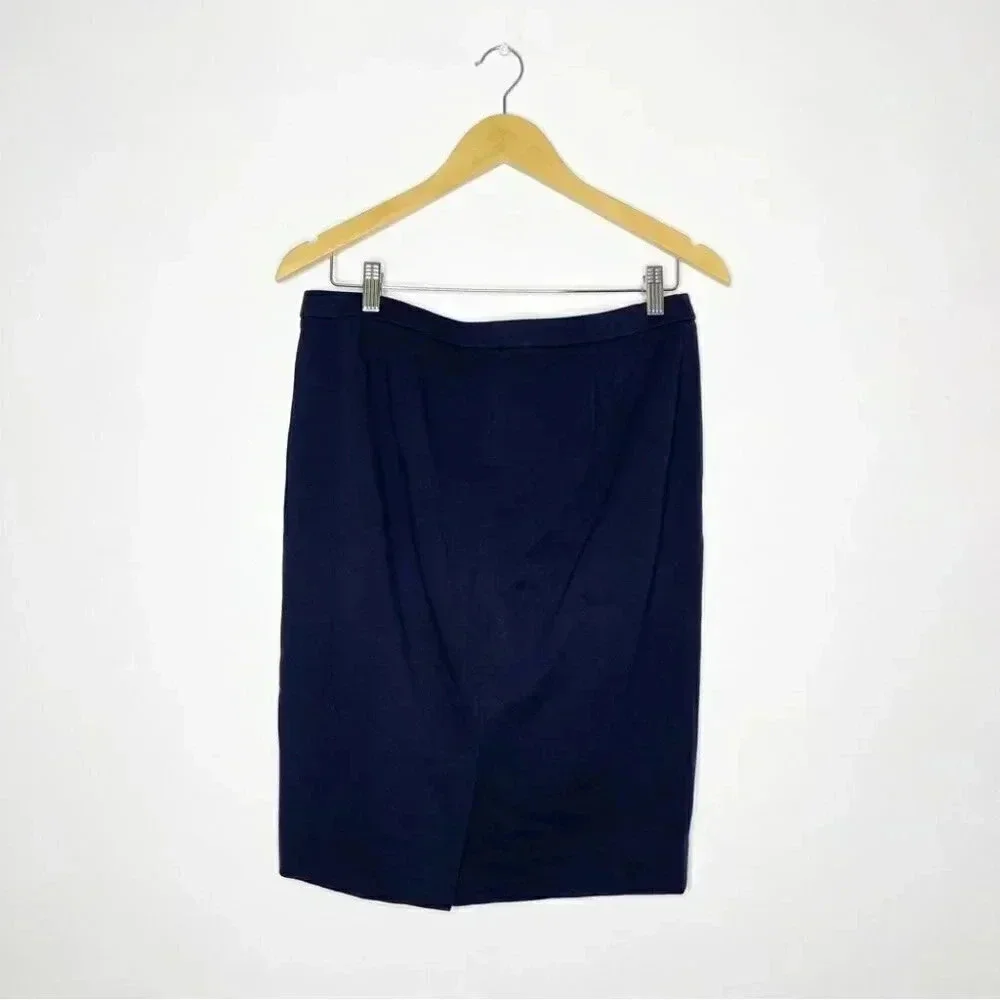 Tory Burch Navy Pencil Skirt Rayon Stretch Size Medium